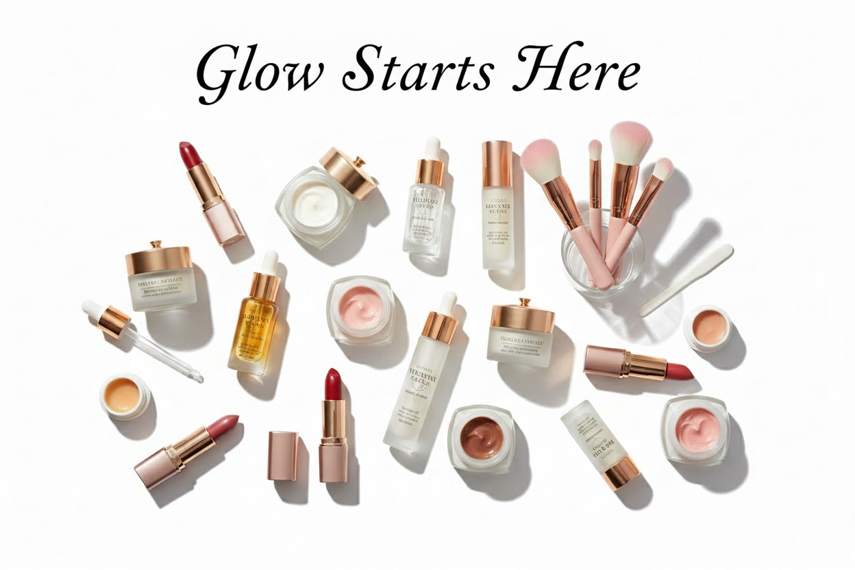 replace text to this text Glow Starts Here